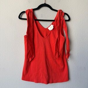 Anthropologie Maeve Red Tie Shoulder VNeck Tank Top Size L